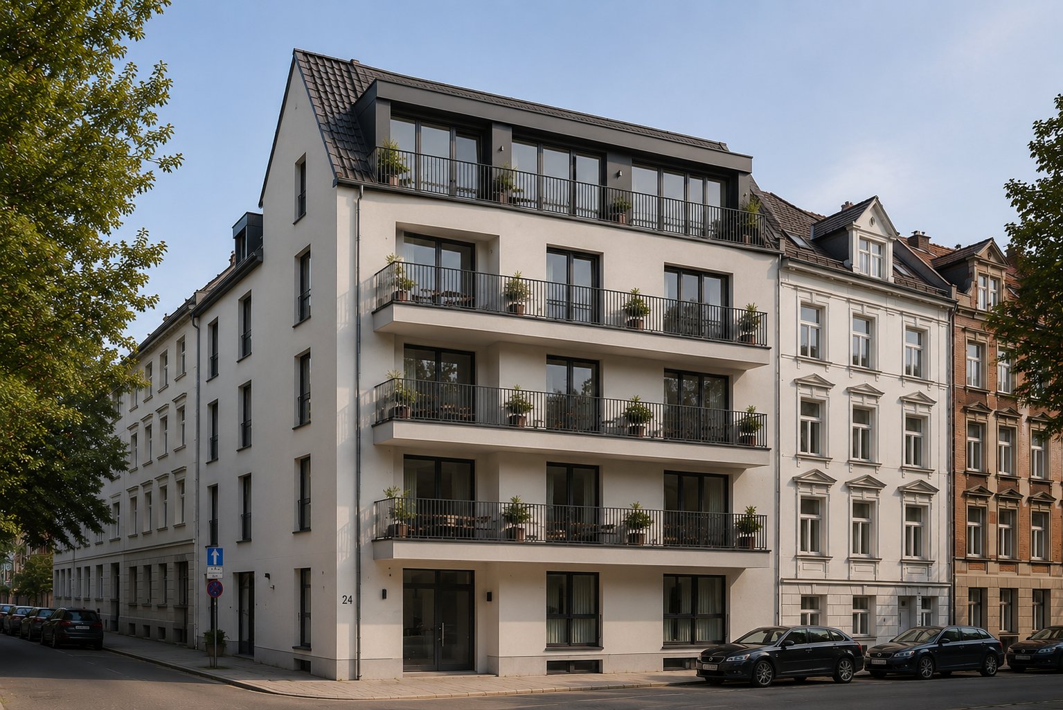 Aufgewertetes Mehrfamilienhaus mit Dachgeschossausbau